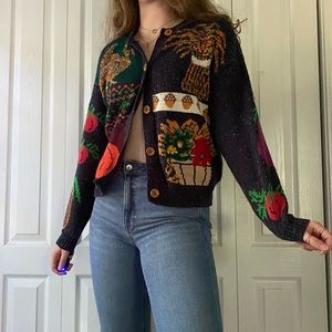 ADORABLE FALL SWEATER THANKSGIVING PUMPKIN TRUE VINTAGE SIZE LARGE CASUAL CORNER